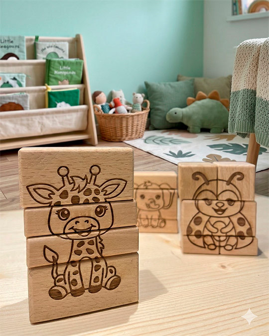 Tierbausteine aus Holz