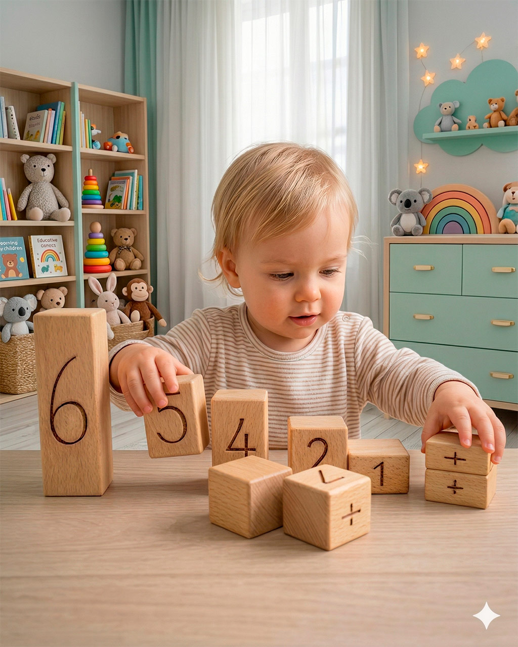 Zahlenbausteine aus Holz