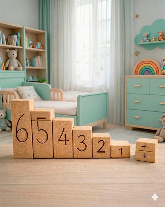 Zahlenbausteine aus Holz